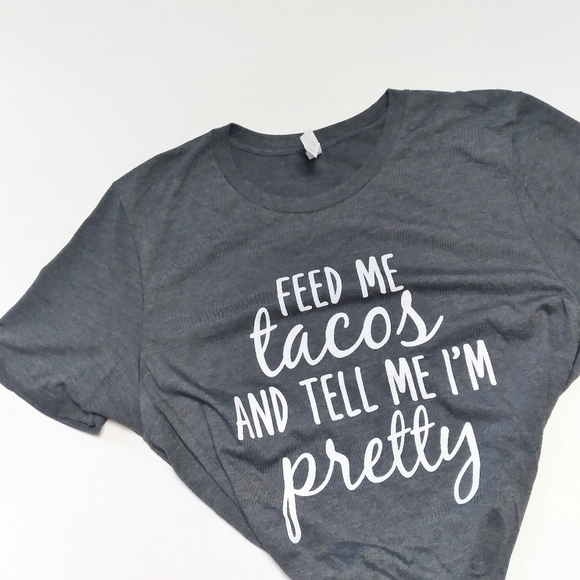 Bella Canvas Tops - Bella Canvas Feed Me Tacos Gray Graphic Tee